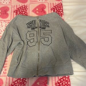 Forever 21 Gray New York Zip-Up Hoodie